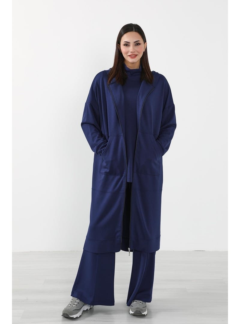 Aisha`s Design Lacivert Fermuarlı Uzun Tunik,sw