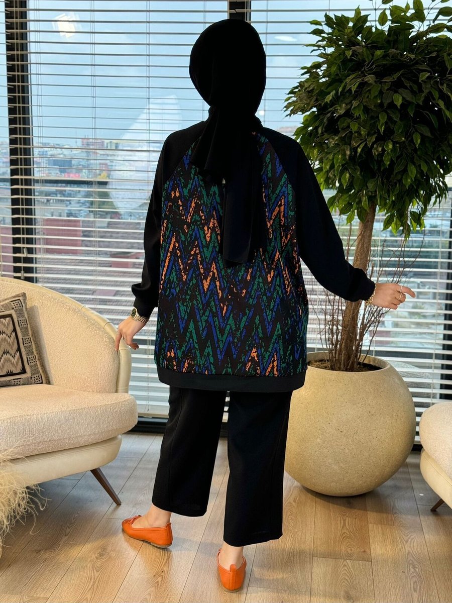 Alanurmoda Arkası Zikzak Desenli Takım