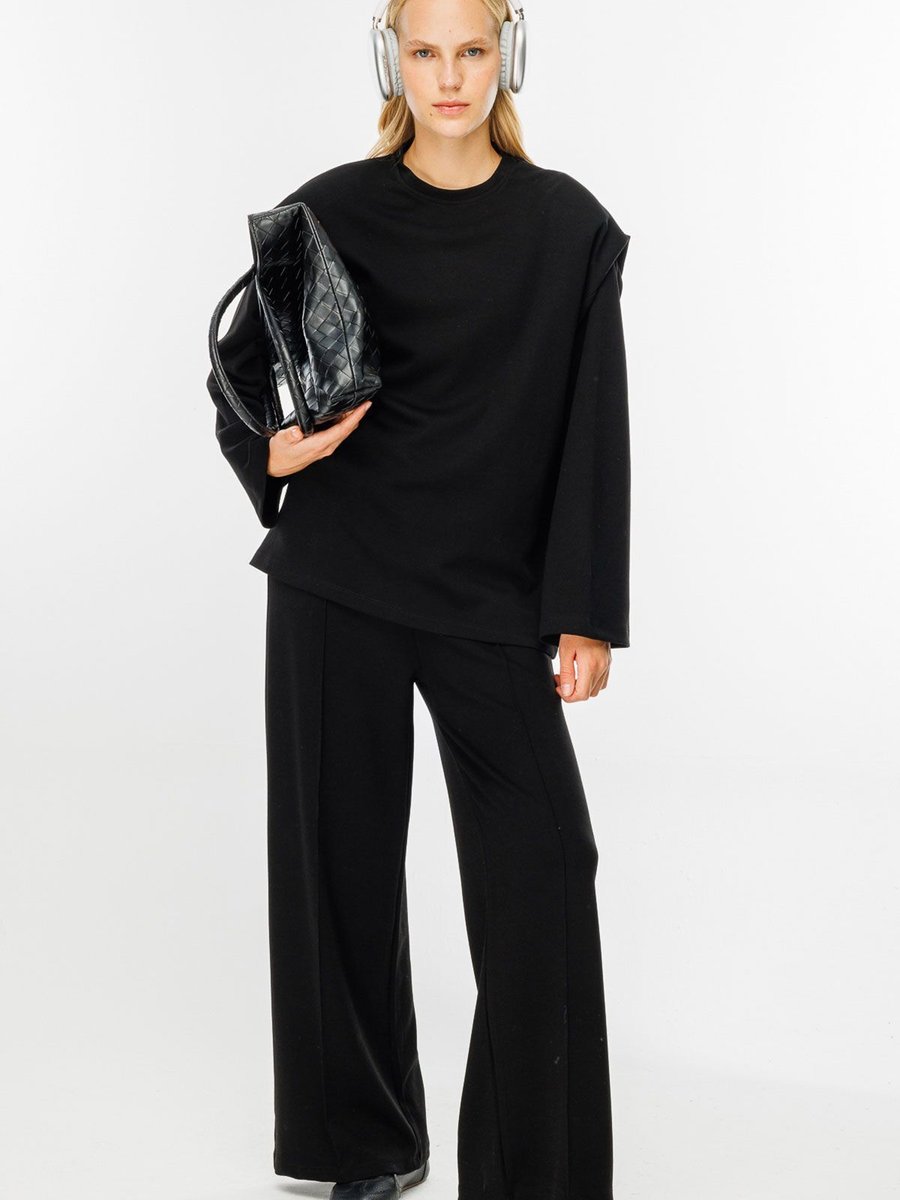 Hooopstore Vatkalı Compact Pamuk Siyah Sweatshirt