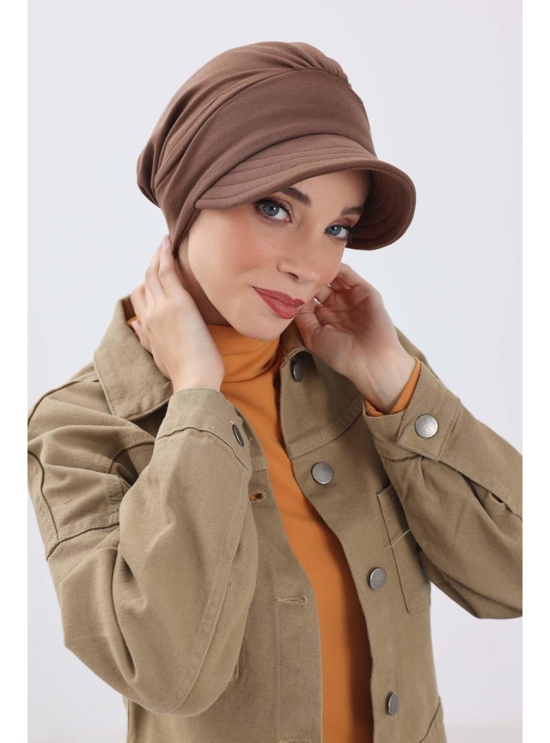 Aisha`s Design 73rb Kahverengi Siperlikli Şapka Bone,b