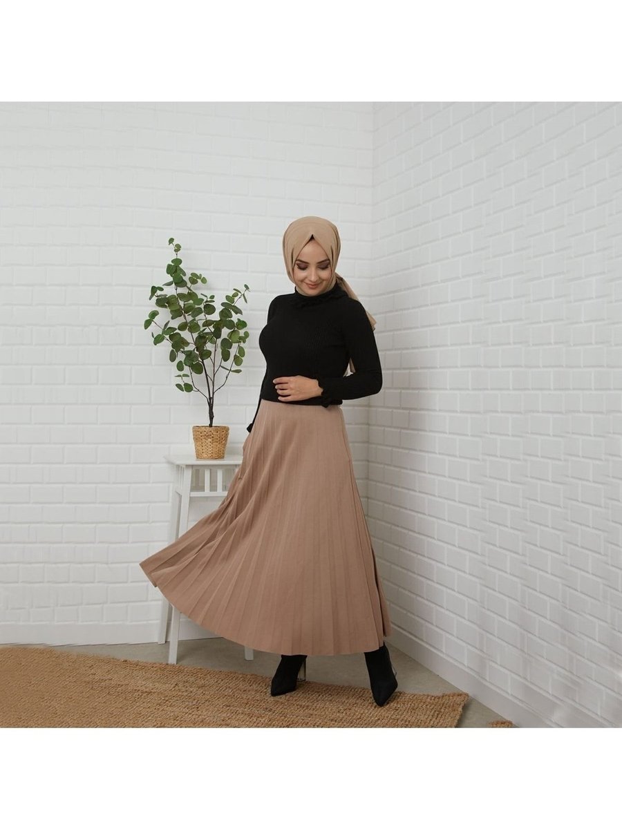 Essah Moda Kopya Vizon Piliseli Uzun Etek