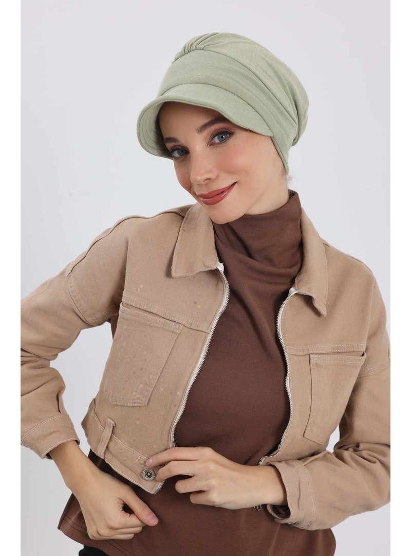 Aisha`s Design 73rb Çağla Yeşili Siperlikli Şapka Bone,b