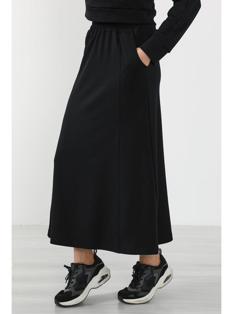 Aisha`s Design Siyah Lastikli Bel Cepli Rahat Etek,etk