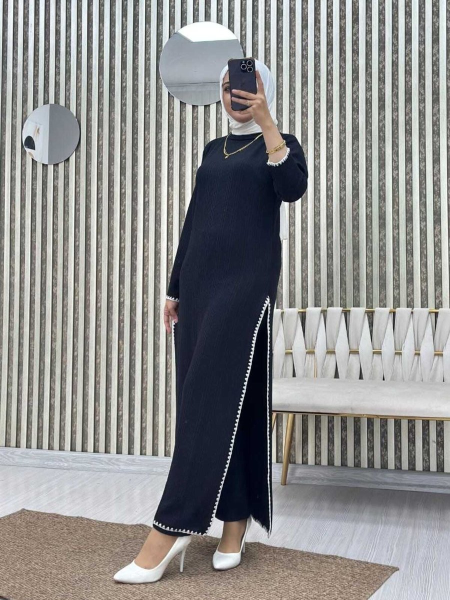 Moda Krash Li Nakışlı Takım Pantolon Tunik