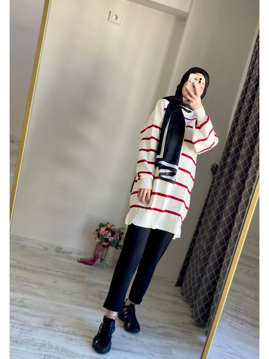 Arel Prive Kırmızı Çizgili Tunik