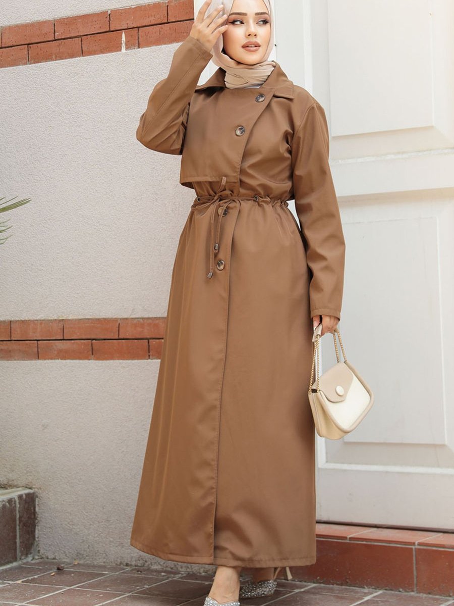 Neva Style Düğmeli Taba Trençkot