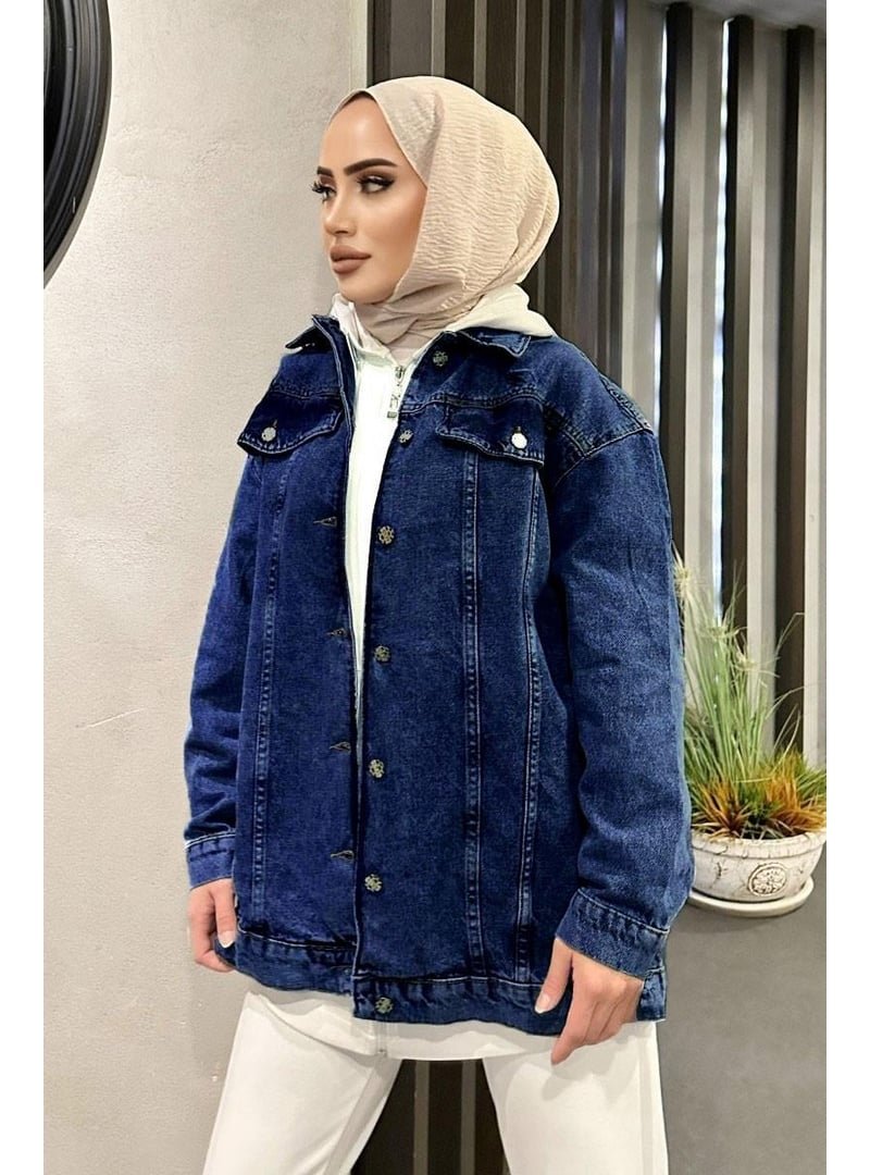 Pelsu Moda Lacivert Oversize Kot Ceket