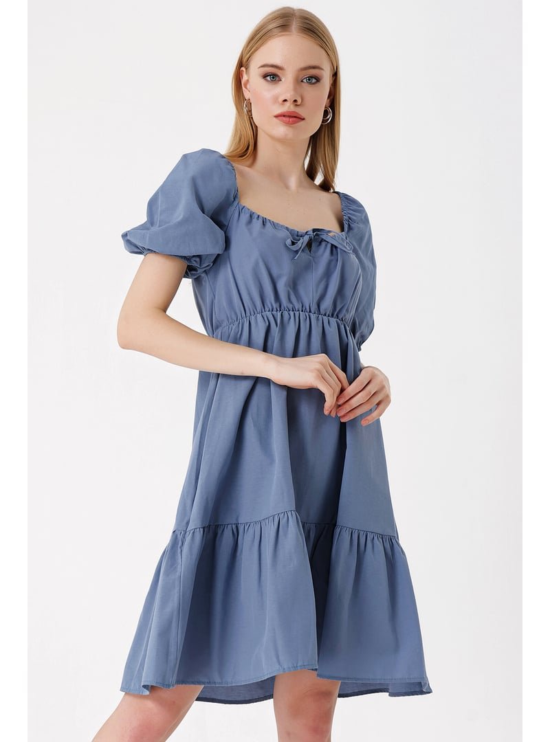 Bigdart İndigo Kloş Poplin Elbise