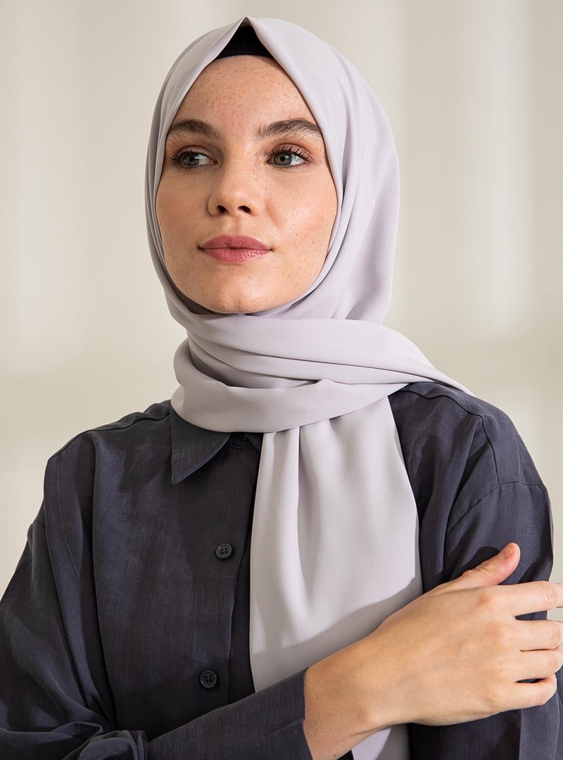 Pure Scarfs Gri Medine İpeği Şal
