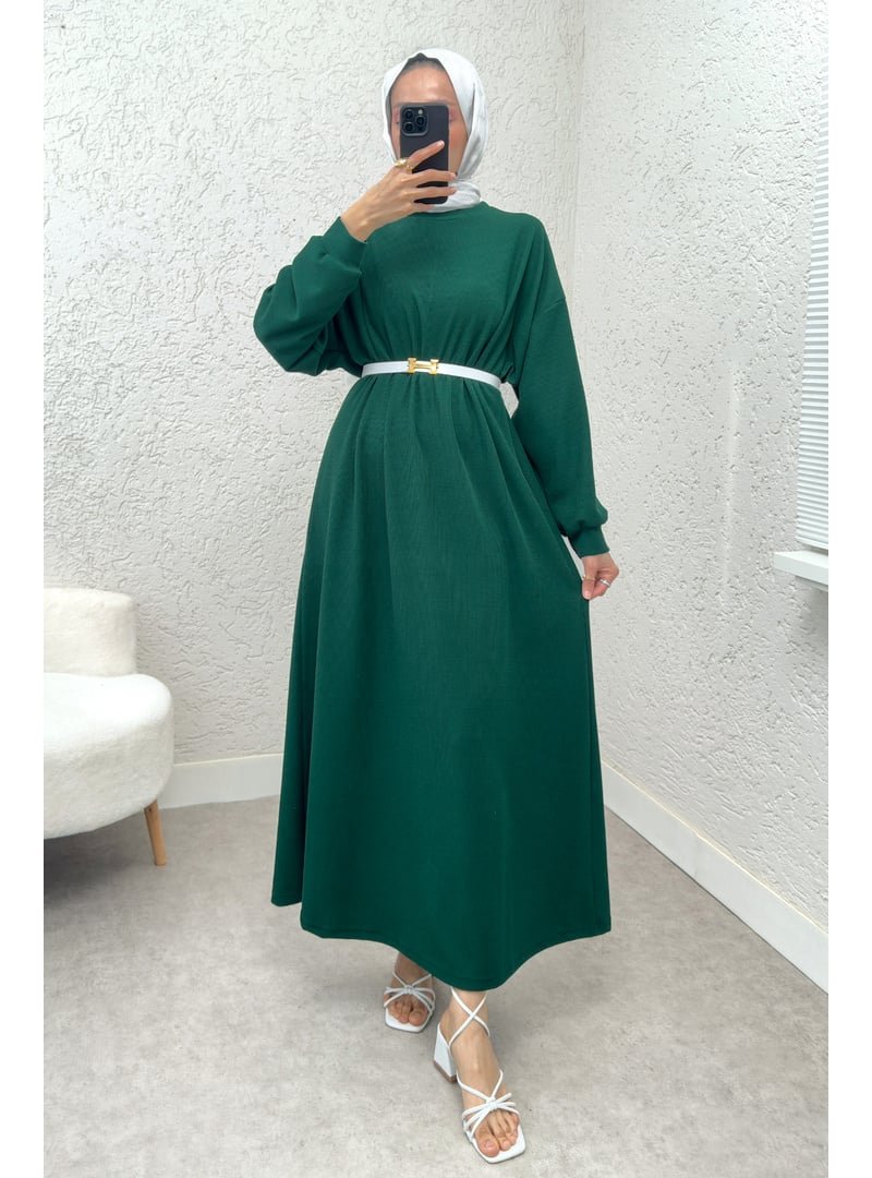 Salih Çelebi Zümrüt Yeşili Abaya Elbise