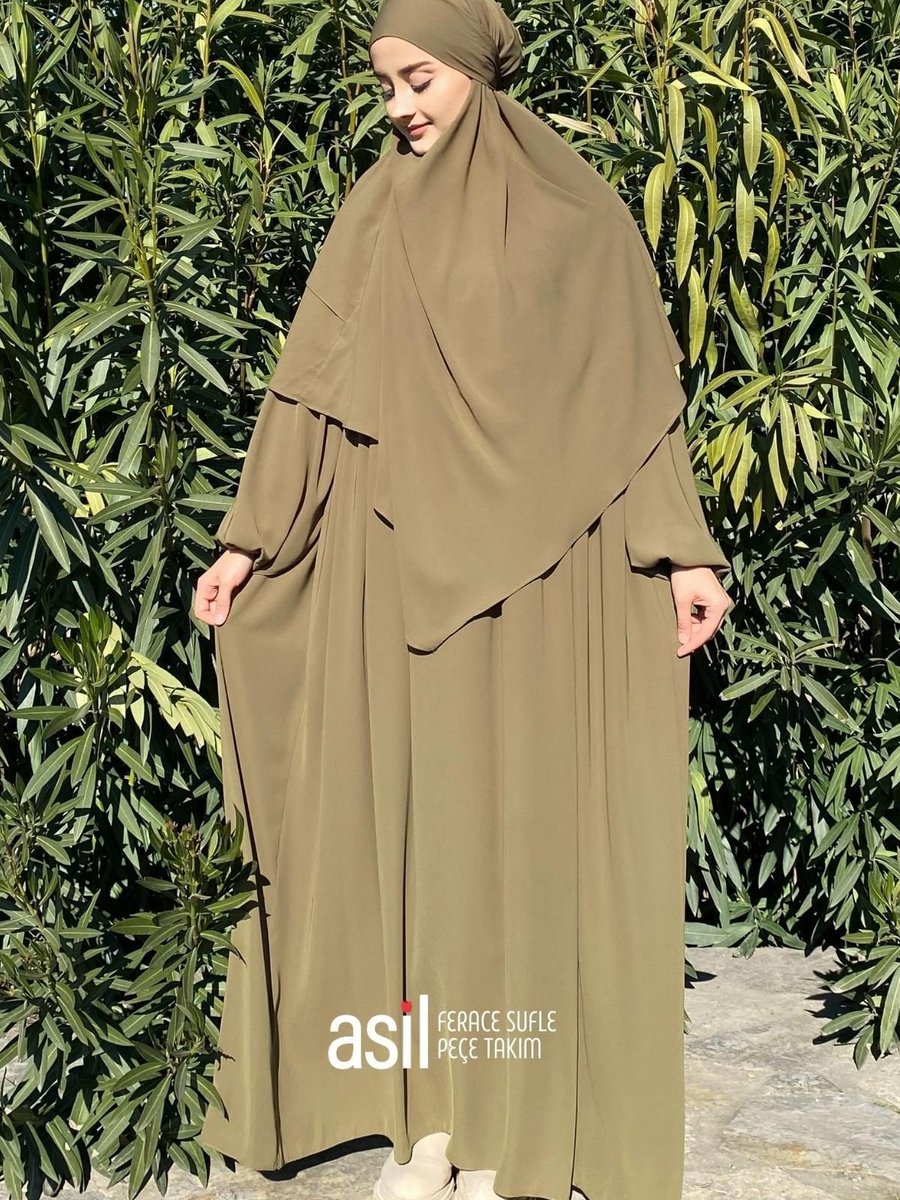 Asilnur Asil Ferace Sufle Peçe Takım Yağ Yeşili