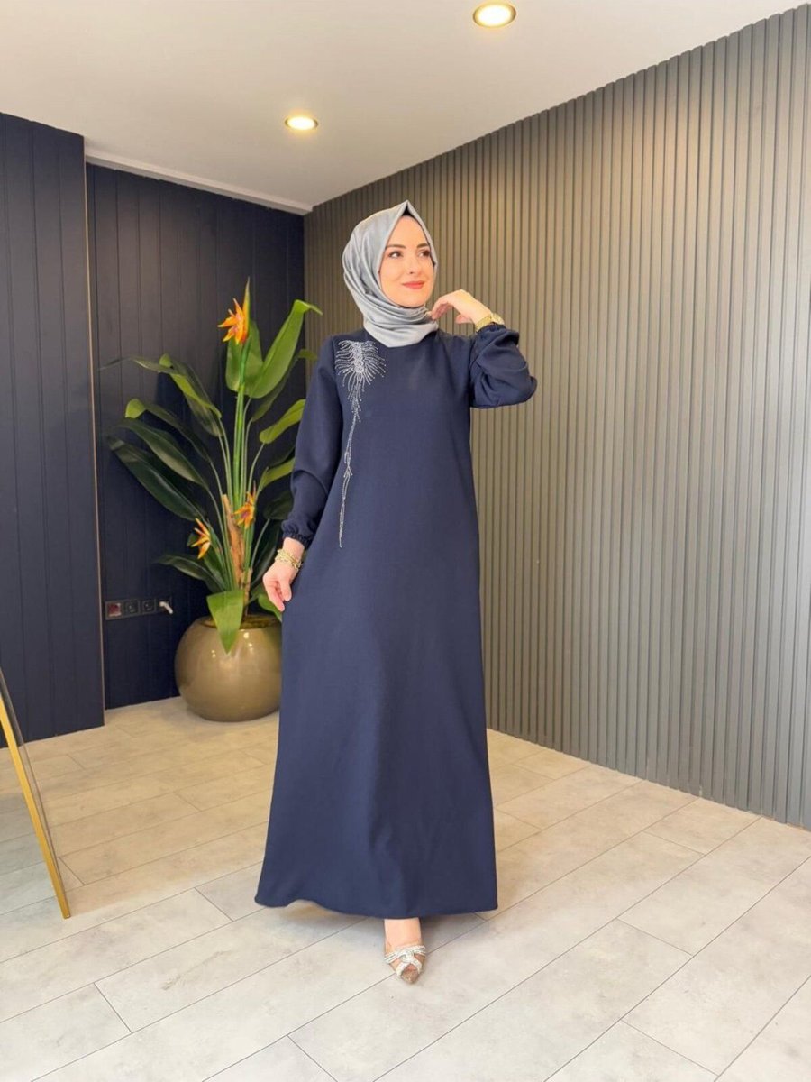 Rusemoda Viskon Giy Çık Pırıltı Detaylı Elbise