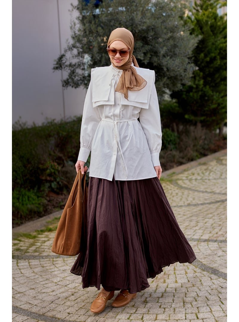 Locco Moda Kahverengi Kraş Etek