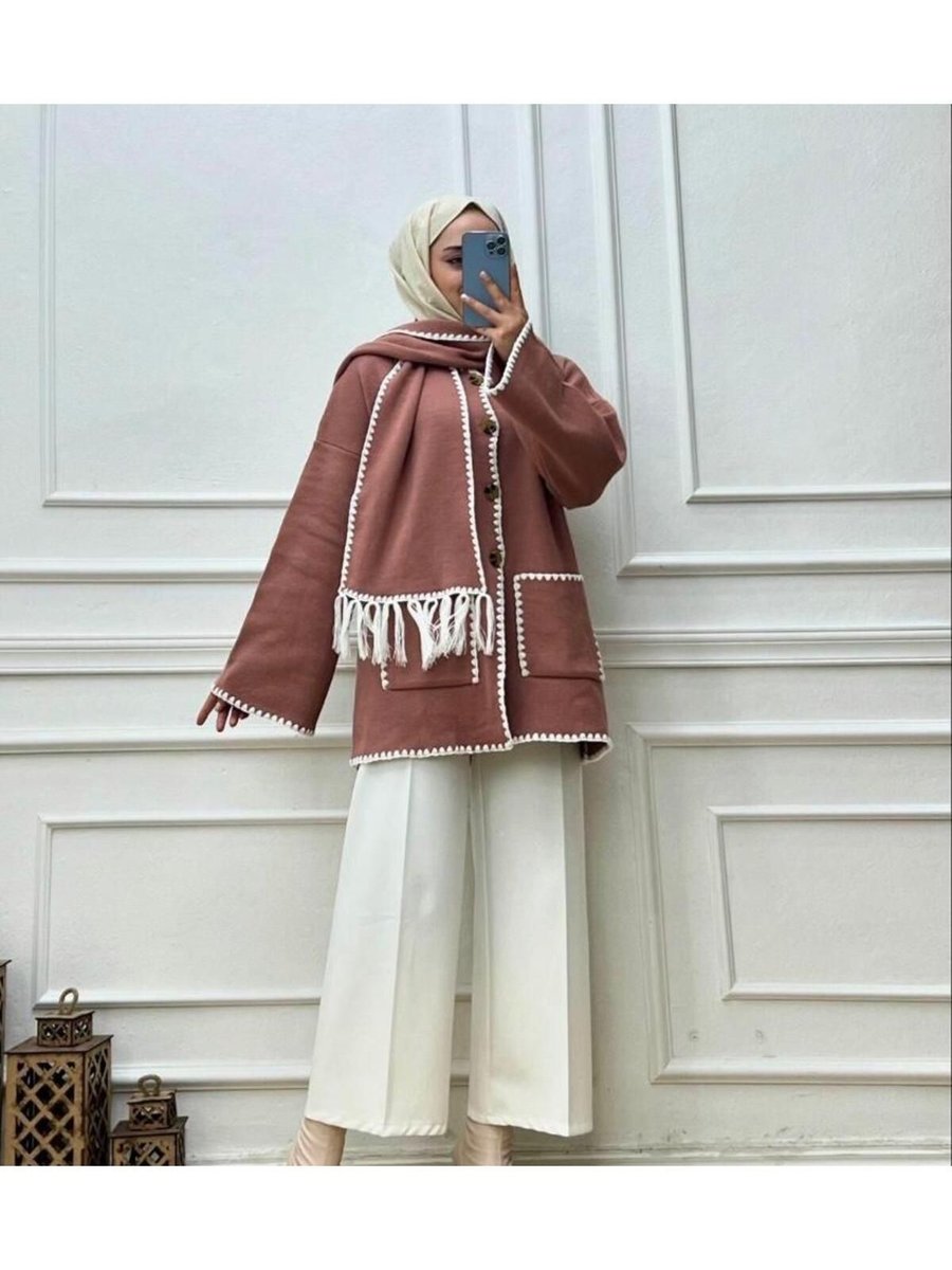 Demora Butik Tesettür Hırka Atkılı Kalın Triko