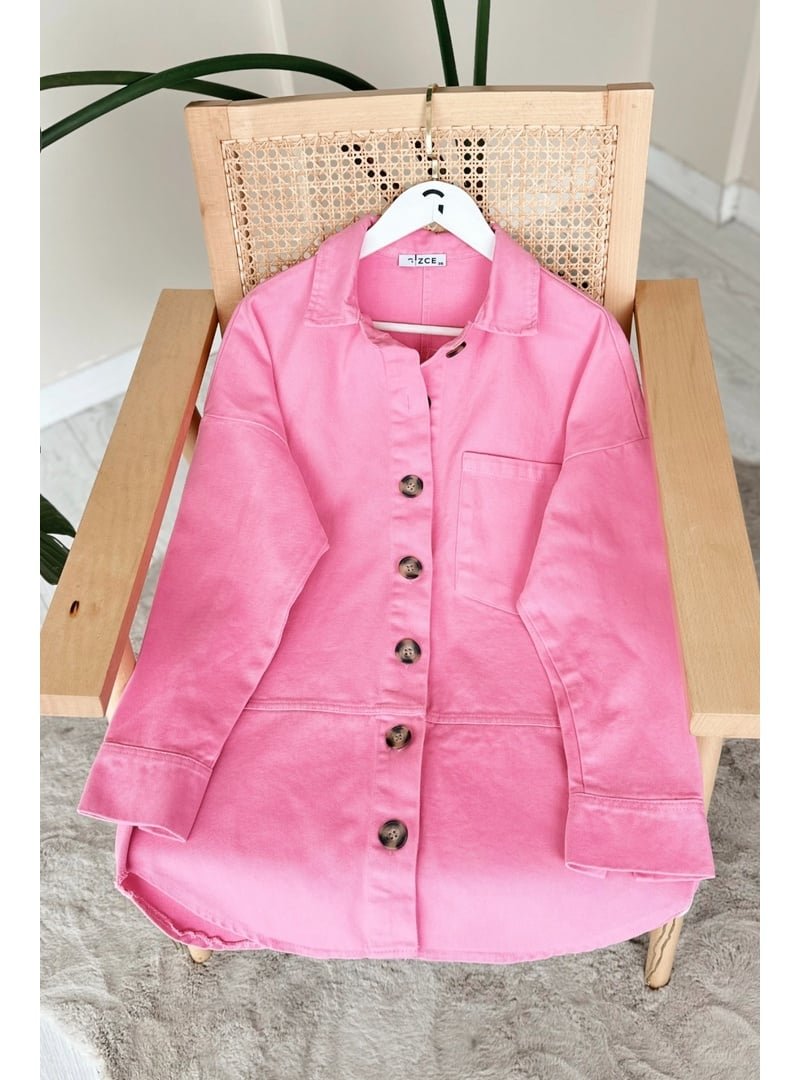 GİZCE Peyda Pembe Gabardin Ceket