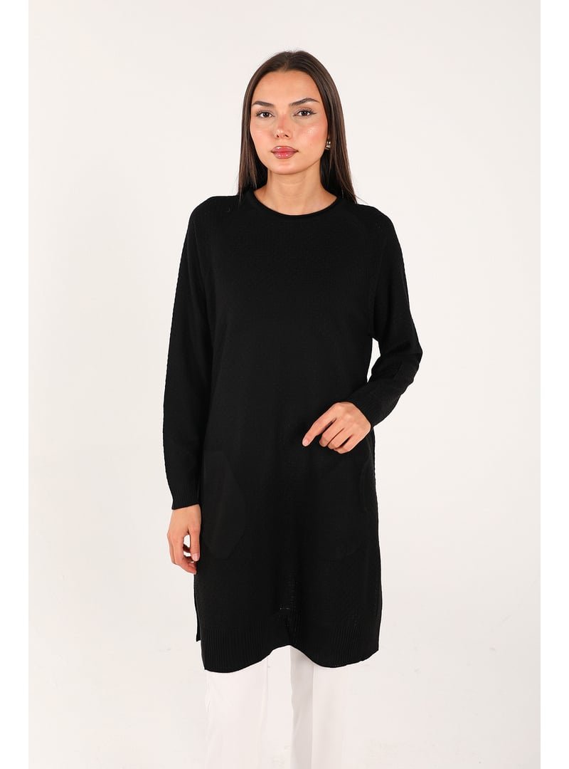 Melike Tatar Siyah Cepli Triko Tunik