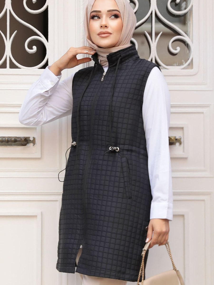 Neva Style Kapüşonlu Siyah Yelek