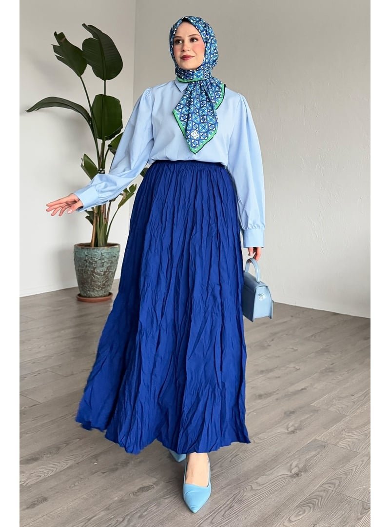 InStyle Saks Mavisi Kraş Etek