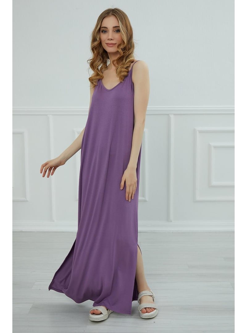Aisha`s Design Lila Askılı Penye Elbise,elb