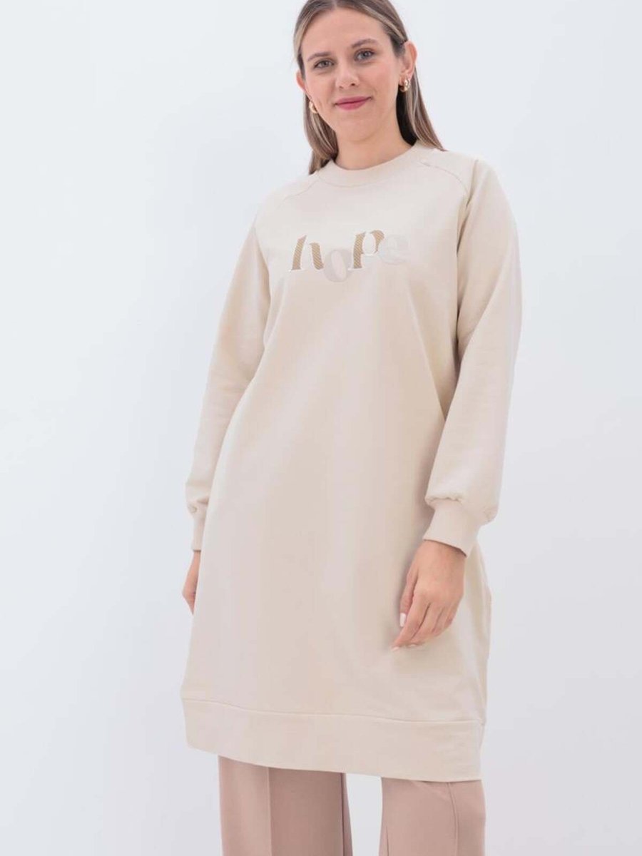 Allday Taş Yandan Garni Yırtmaçlı Sweat Tunik