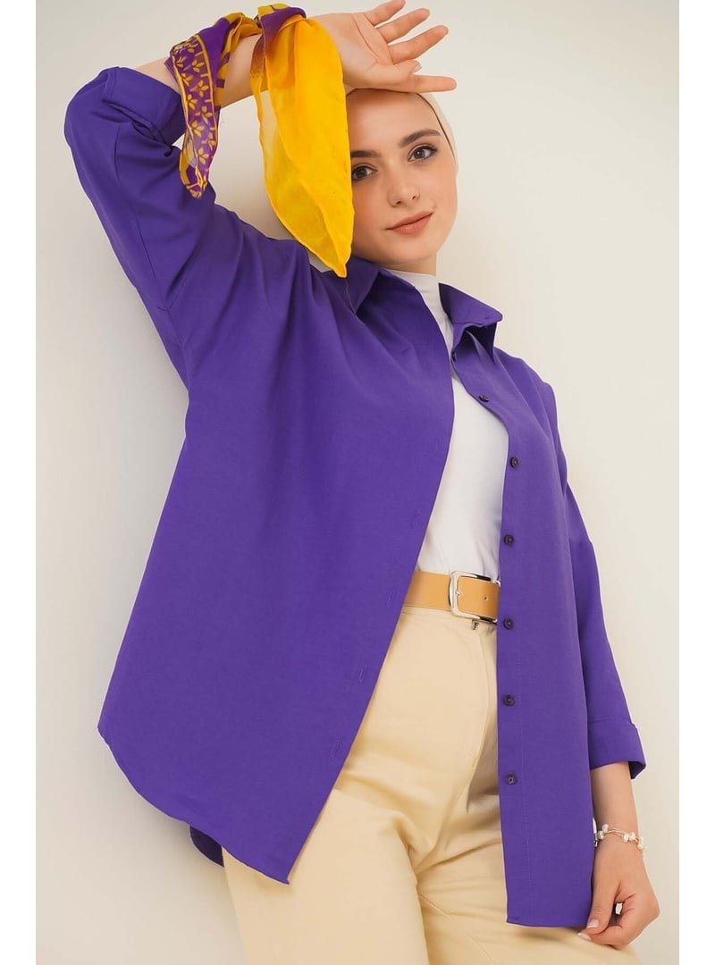 Bigdart Mor Oversize Basic Gömlek