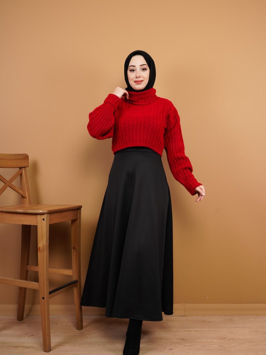 Cng Moda Scuba Kloş Etek Siyah