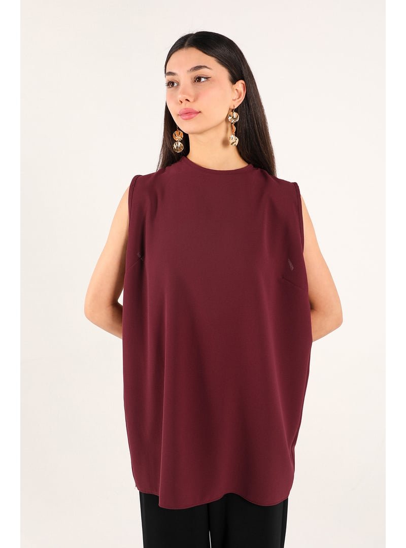 Melike Tatar Bordo Krep İç Tunik