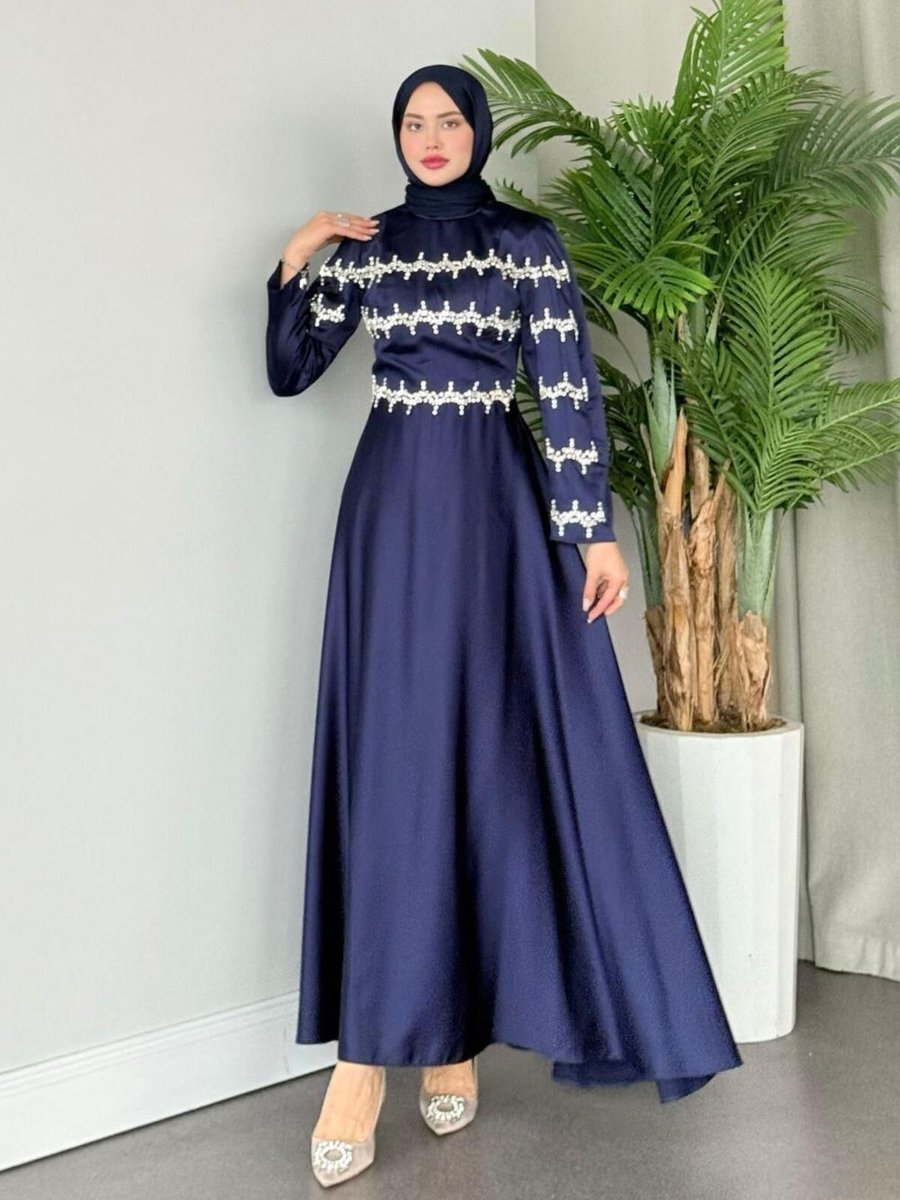 Şulemoda Giyim Yolansa Abiye Elbise Lacivert
