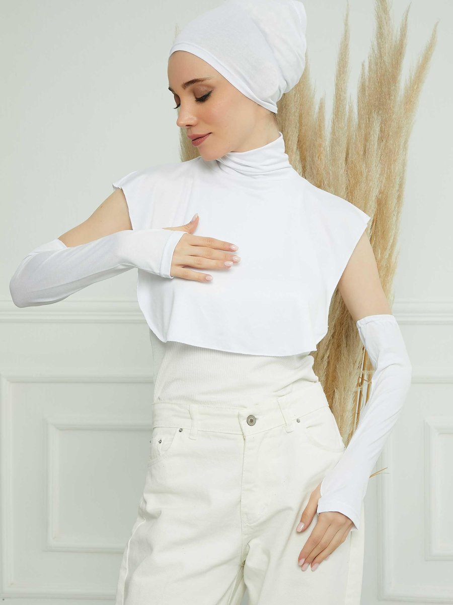 Aisha`s Design Beyaz Kolluk,boyunluk Ve Bone Seti,kpt