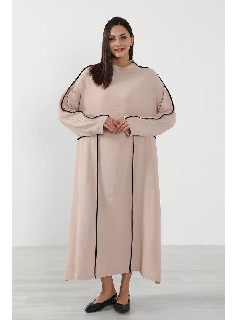 Aisha`s Design Taş Rahat Kesim Şerit Detaylı Aerobin Elbise,elb