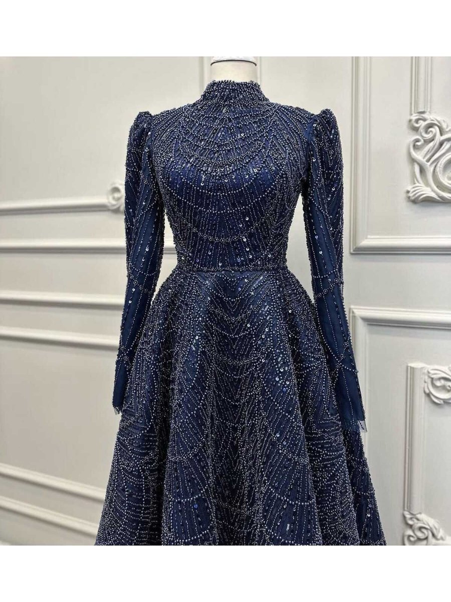 Moda Taşlı Kabarık Abiye Elbise