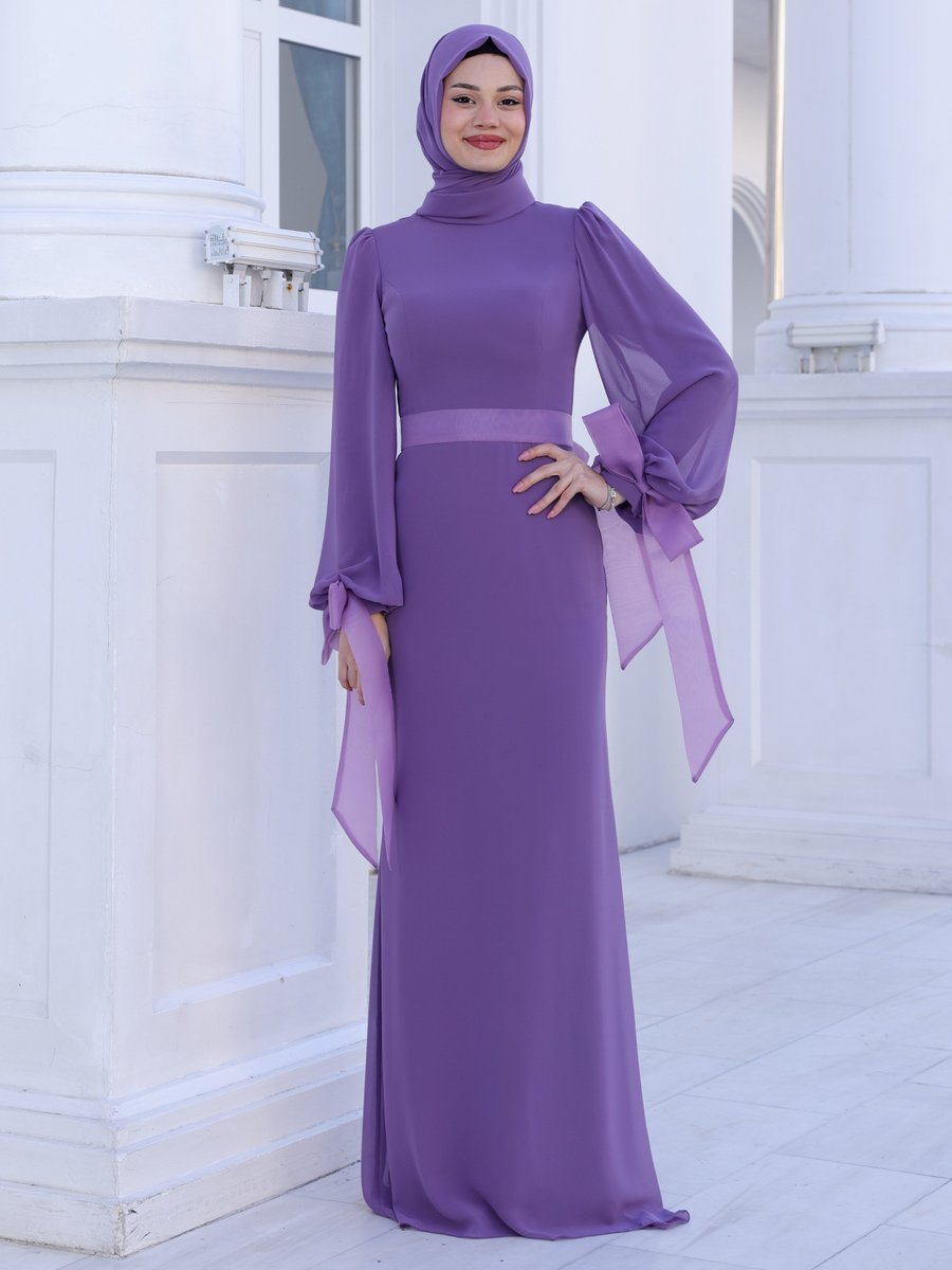 Azra Design Lavanta Firuze Abiye Elbise