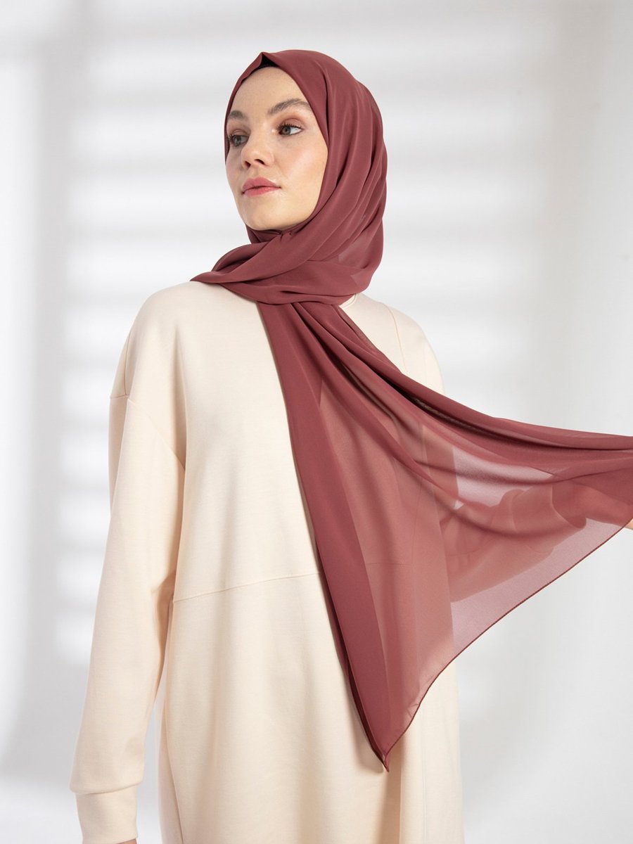 Pure Scarfs Gül Şifon Şal Kuru