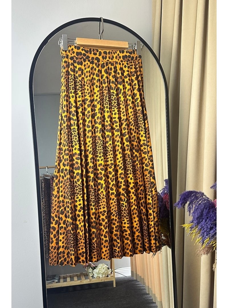 Bestenur Hardal Leopar Desen Piliseli Etek