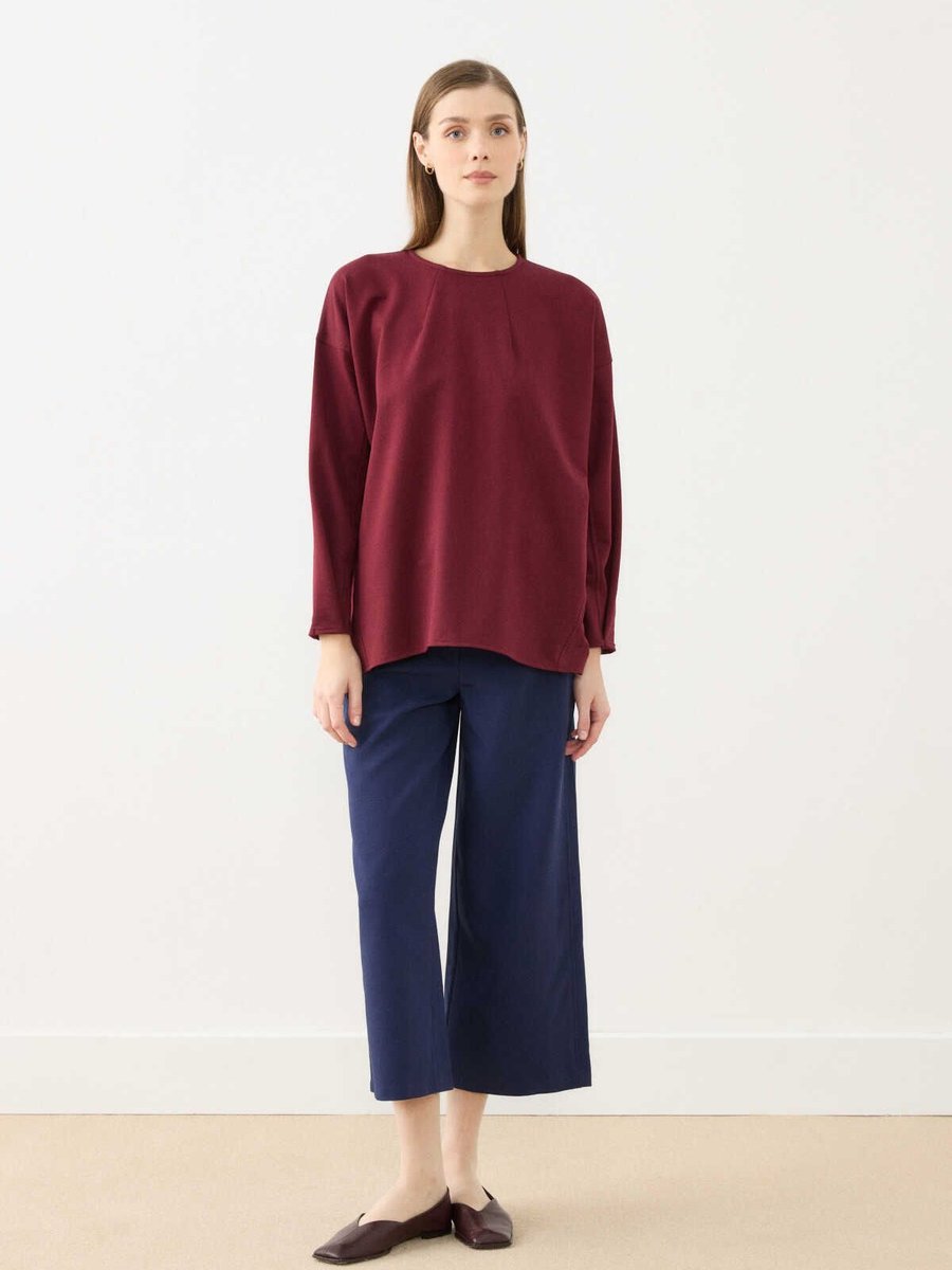 Ekrutex Kolları Dikiş Detaylı Sweatshırt Bordo
