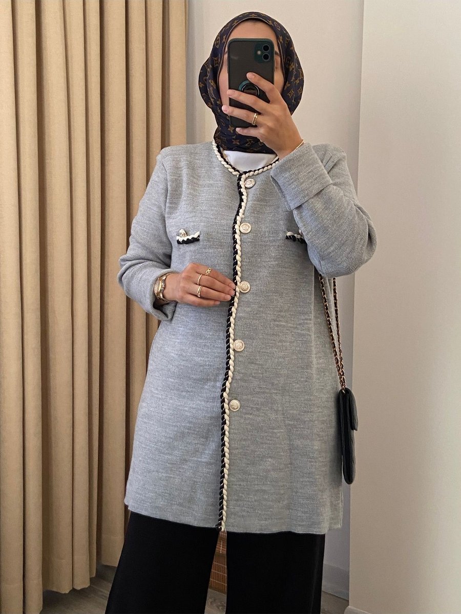 Asel Fashion Düğmeli Şık Triko Hırka