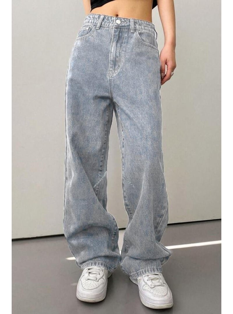 Pelsu Moda Açık Mavi Baggy Kot Pantolon