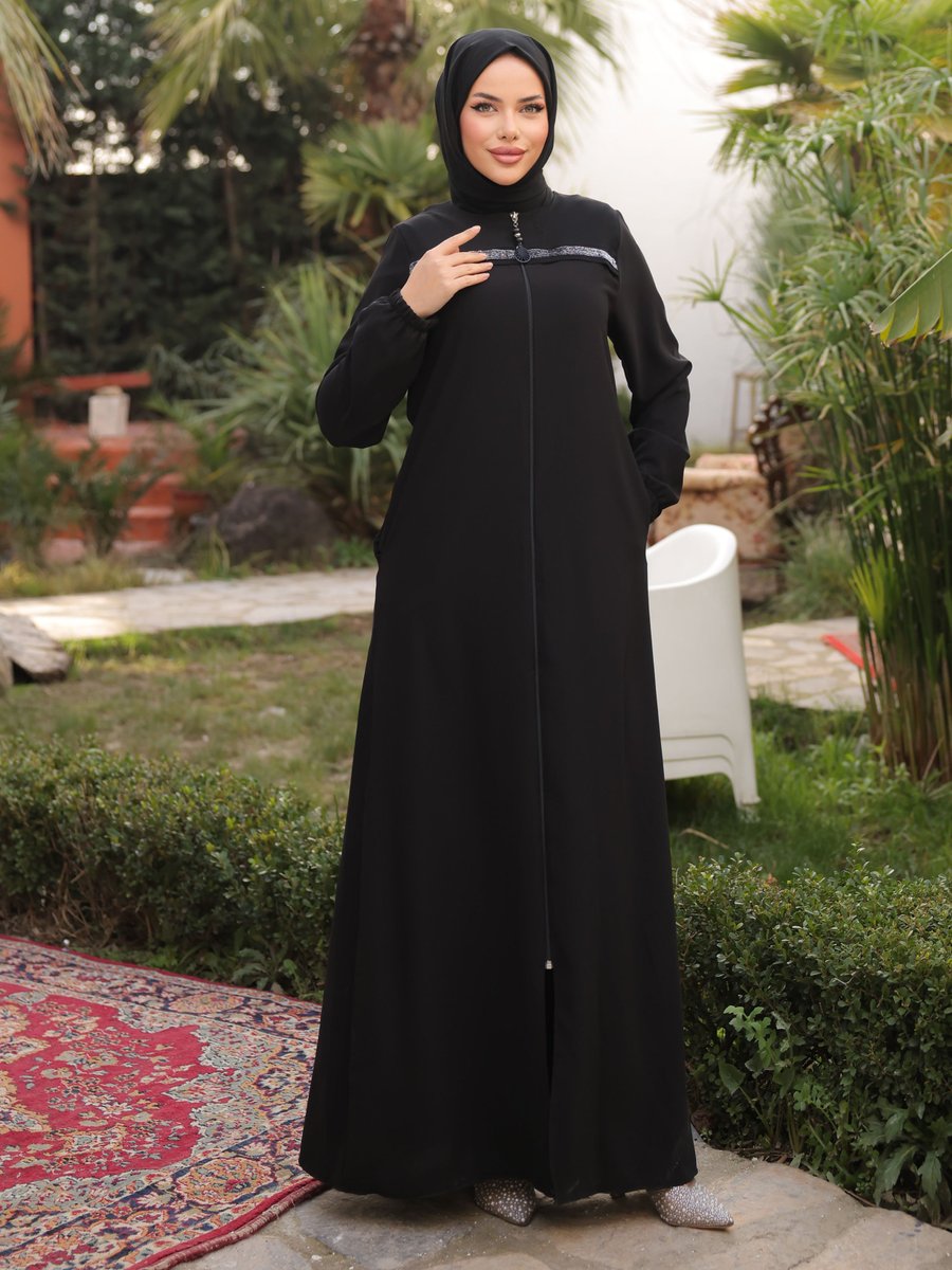 SAHRA BUTİK Siyah Ferace