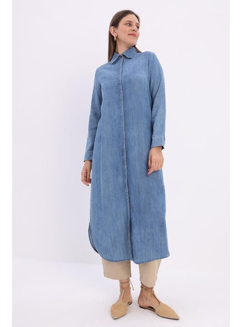 Allday Mavi Denim Uzun Gömlek Tunik