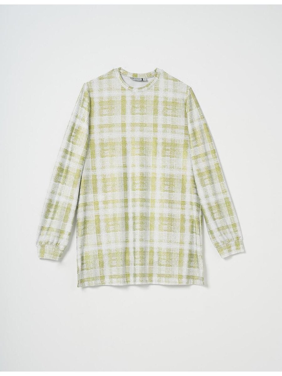 Kayra Çizgili Örme Sweatshirt Fıstık Yeşili