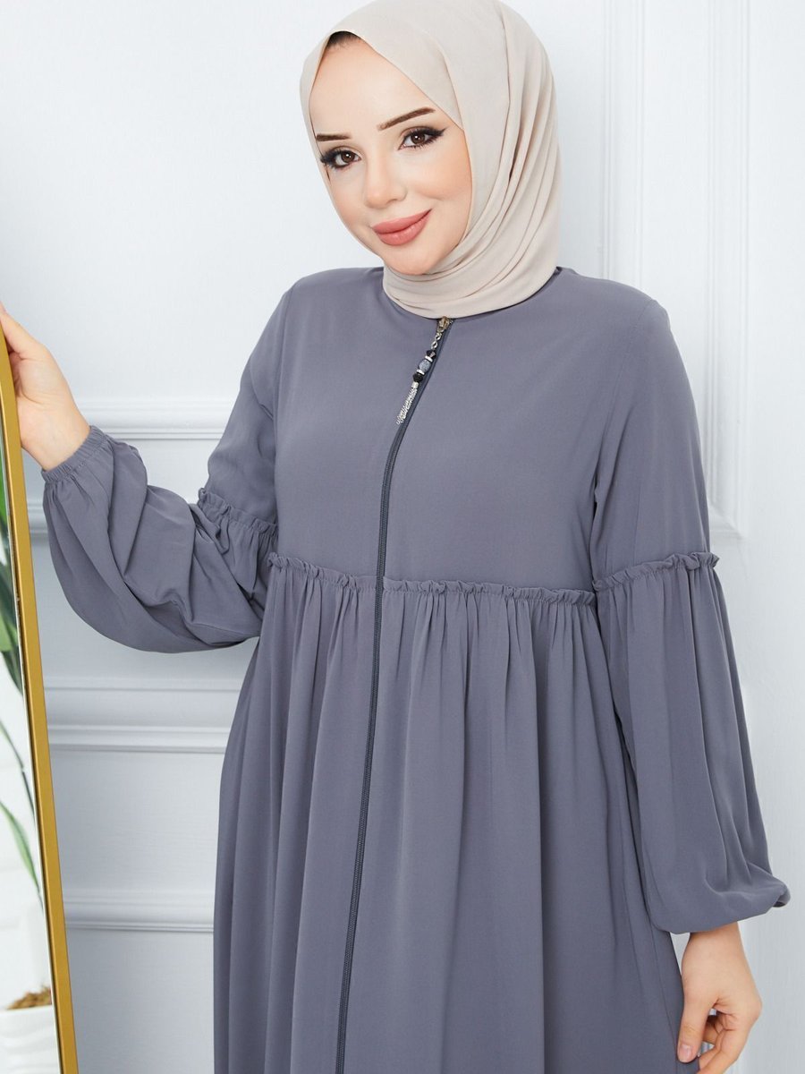 Moda Esre Fashion Tesetür Giyim Medine Ipeği Büzgülü Ferace