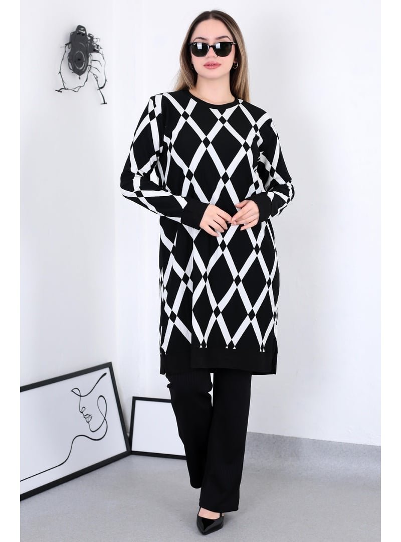 Pelsu Moda Siyah Karin Kumaş Tunik