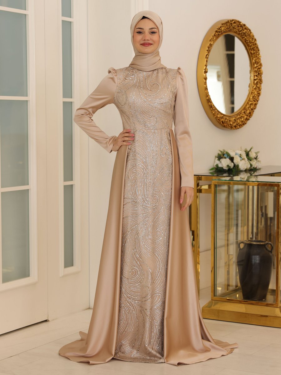 Azra Design Gold Rengi Miray Abiye Elbise