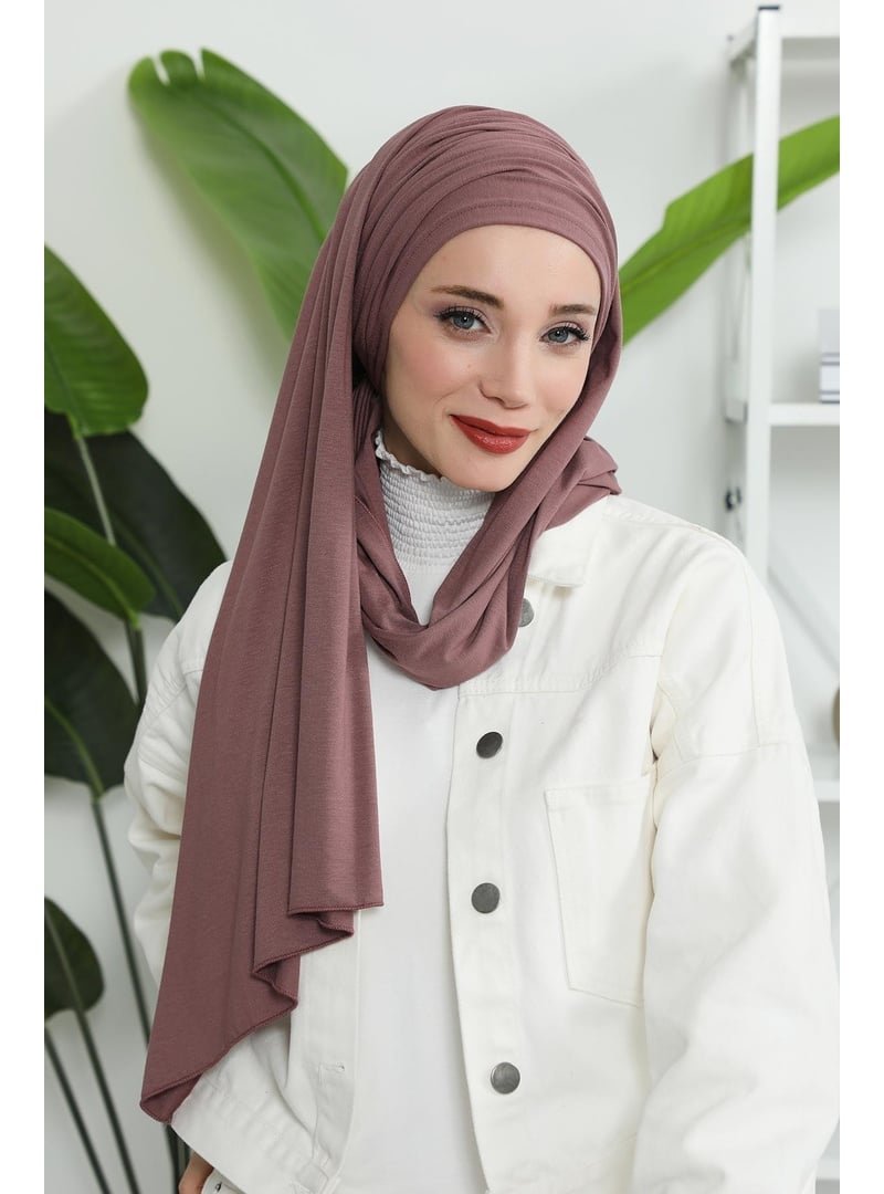 Aisha`s Design Gül Kurusu Büzgülü Penye Boneli Şal,bt