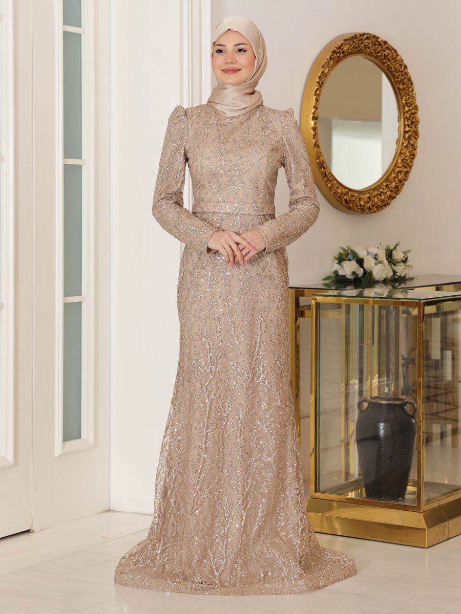 Azra Design Gold Rengi Tuana Abiye Elbise