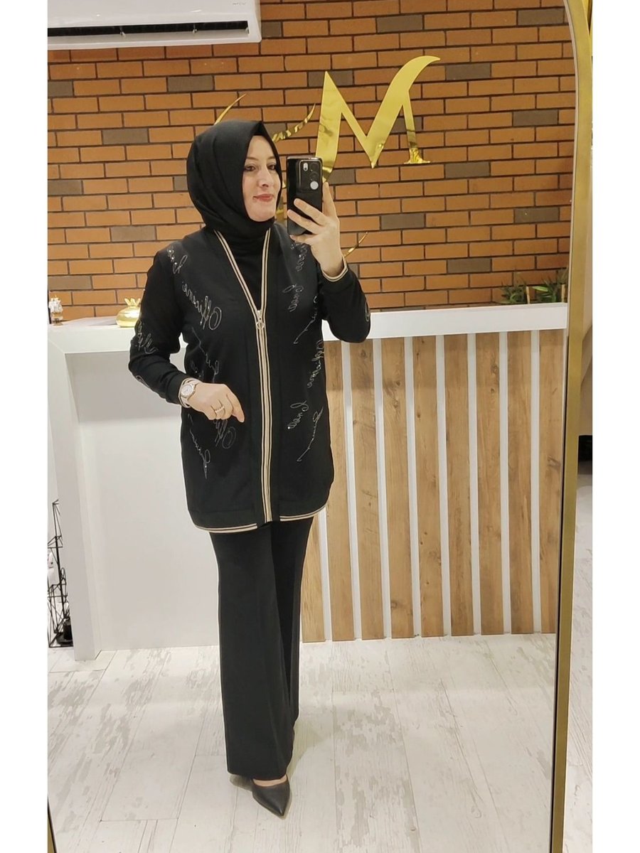 Meryemce Butik Taşlı Fermuarlı Ceket