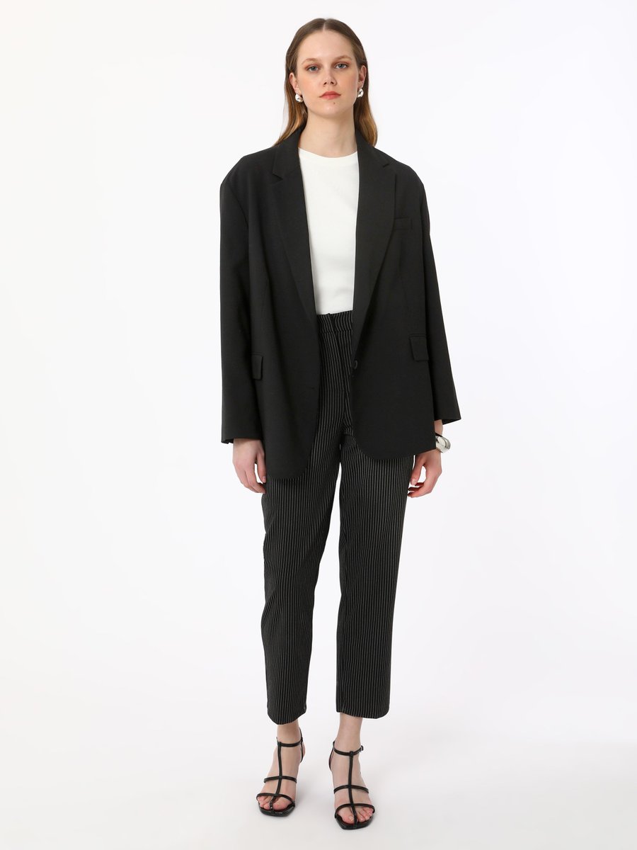 Refka Siyah Cep Detaylı Basic Pantolon