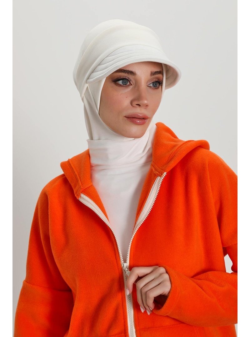 Aisha`s Design 82rb Beyaz Çıkarılabilir Siperlikli Kışlık Türban,b
