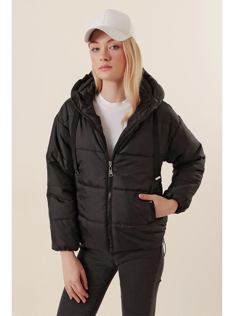 Bigdart Siyah Crop Şişme Mont