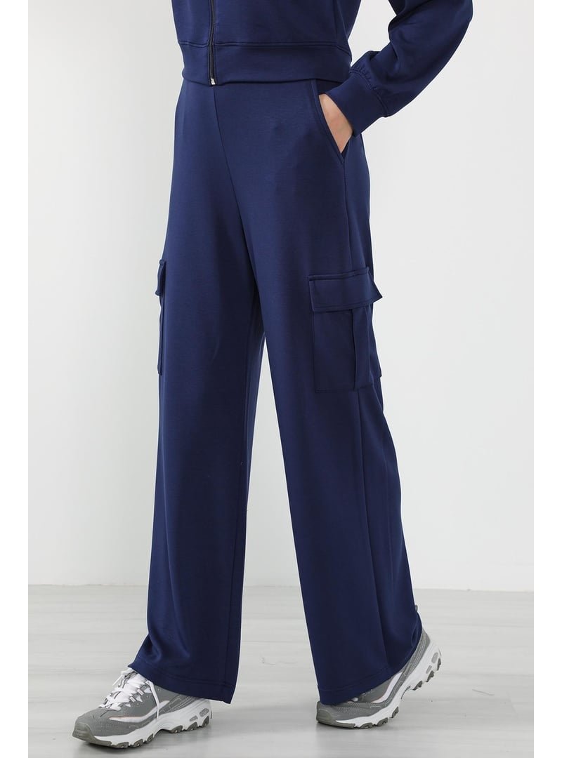 Aisha`s Design Lacivert Yüksek Bel Kargo Pantolon,ea